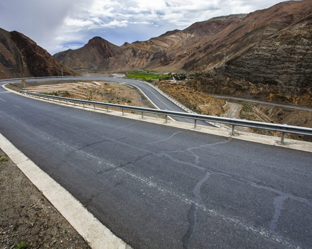Winding road in Tibet, China Winding road in Tibet, China